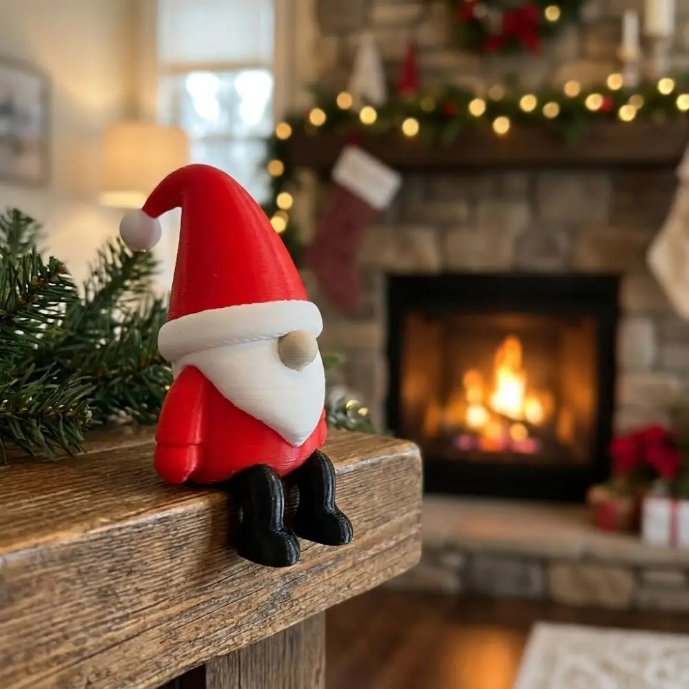 Sitting Posture Santa Claus Sitting Statue 3D Printed Cartoon Dwarf Santa Claus Figurine Plastic Fade Resistant