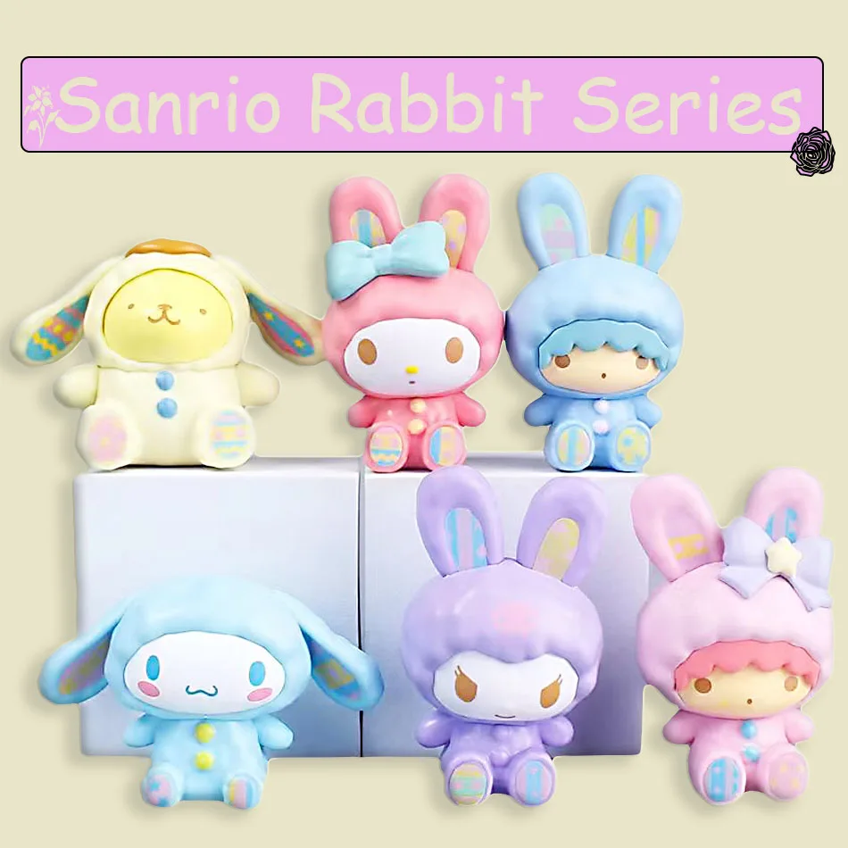 

Easter Cinnamoroll Melody Kuromi Anime Figure Kawaii Doll Sanrio Decorative Ornaments Gifts for Holiday Festival Toys Cute Model