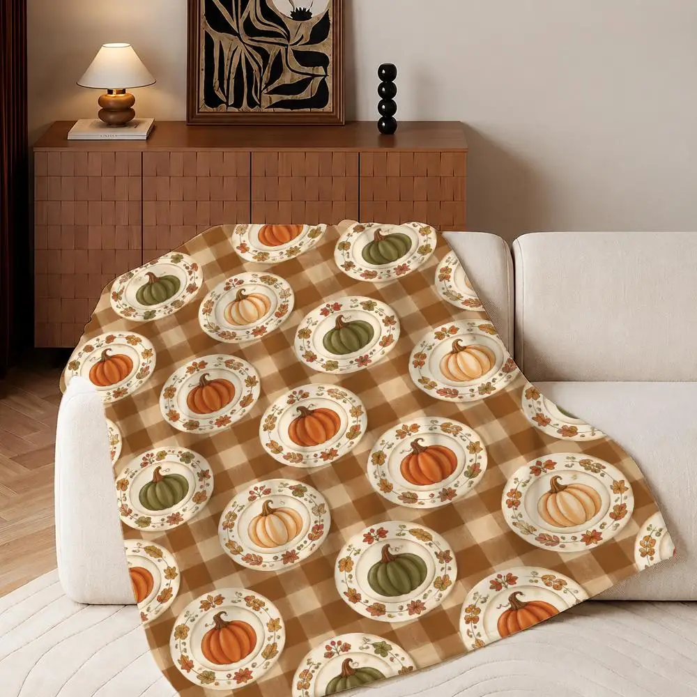 Farmhouse Style  Throw Plush Flannel Throw Blanket, Sofa Bed Travel Picnic Home Textile Decor