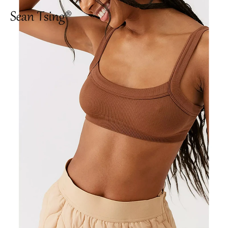 Cotton Crop Tops Women Knitted Stretchy Ribbed Tube Tops Streetwear Y2K Outwear Camisoles Sexy Slim Vest 2023 Summer Shirts