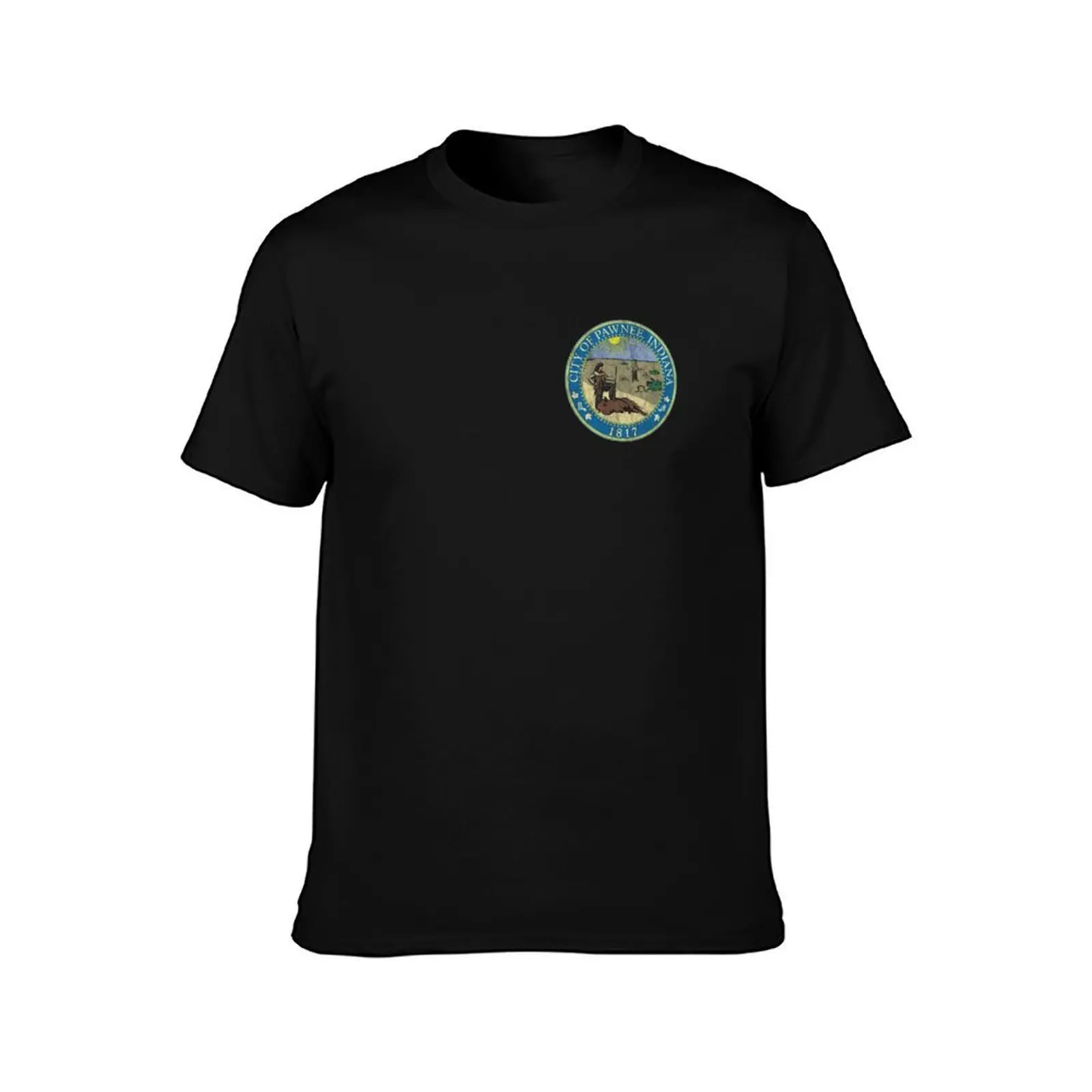 City of Pawnee T-Shirt, Summer Casual Cotton Tee, Oversized Streetwear Tops, Vintage Graphic Print, Loose Fit Short Sleeve