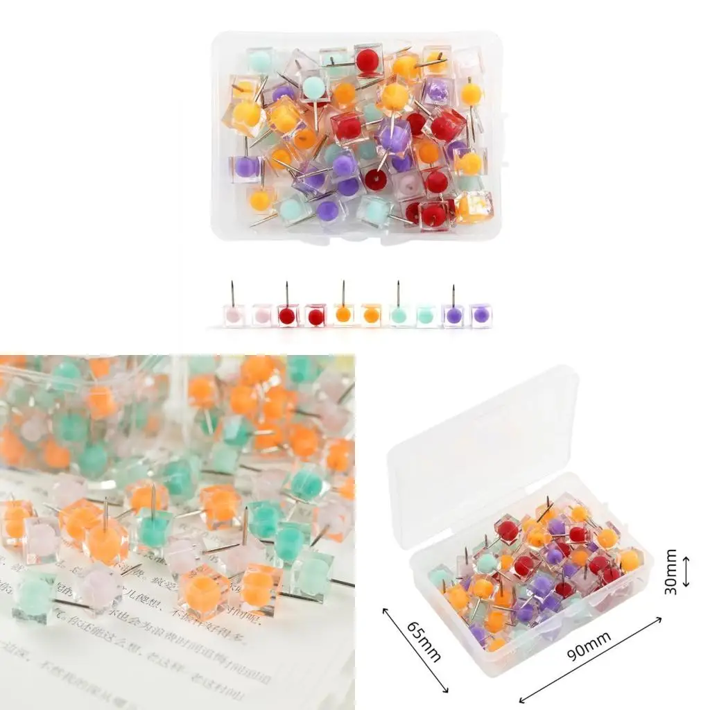 50 Pcs Thumb Tacks Pushpin for Notice Board Markers Office School Supplies