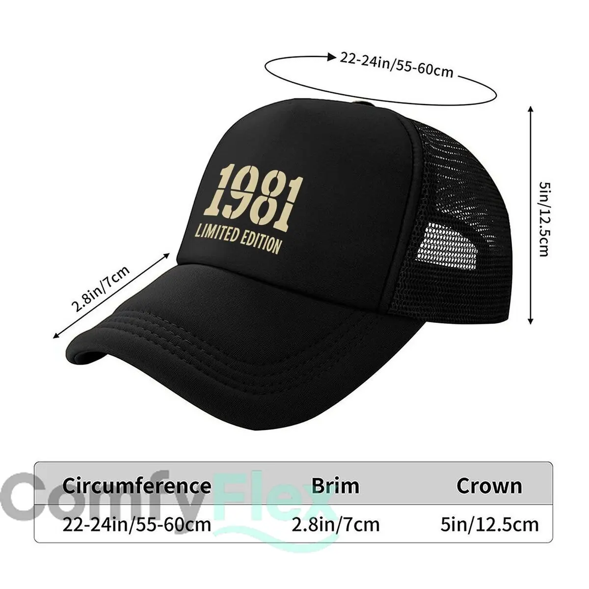 1981 LIMITED EDITION Vintage Cap, Unisex Solid Baseball Hat, All-Season Wear, Ideal Gift for Wedding 2026 Mesh Baseball Cap