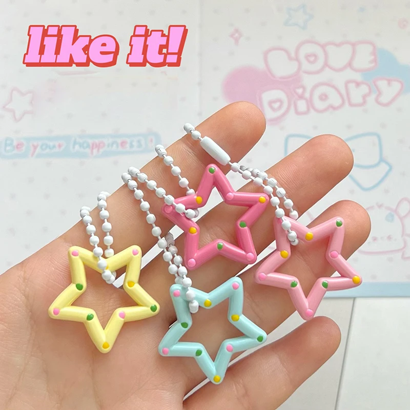 

Cute Candy Color Stars Keychain Minimalist Hollow Star Key Holder For Girls Bag Pendant Bags Decorations