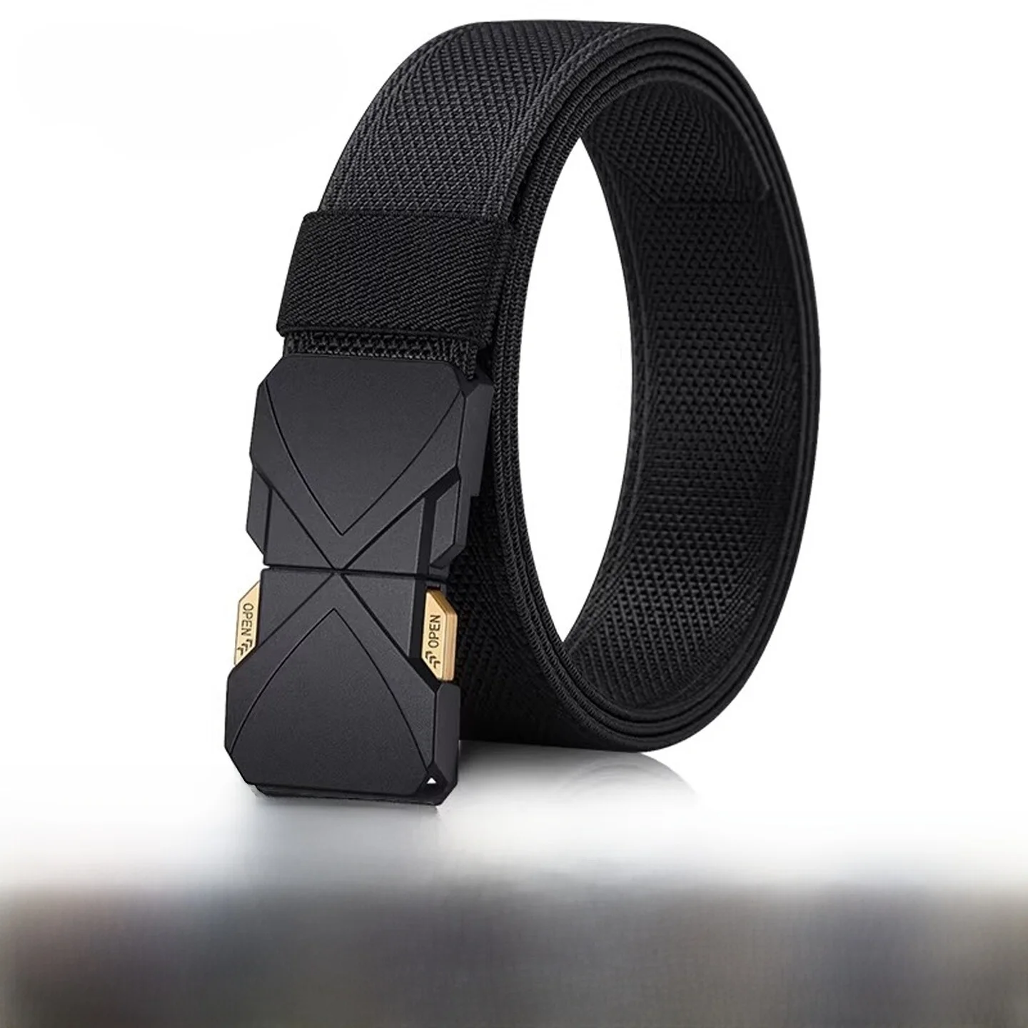 2026-new-black-canvas-belt-men's-elastic-buckle-tactical-belt-simple-versatile-belt-for-jeans-casual-wear-alloy-buckle