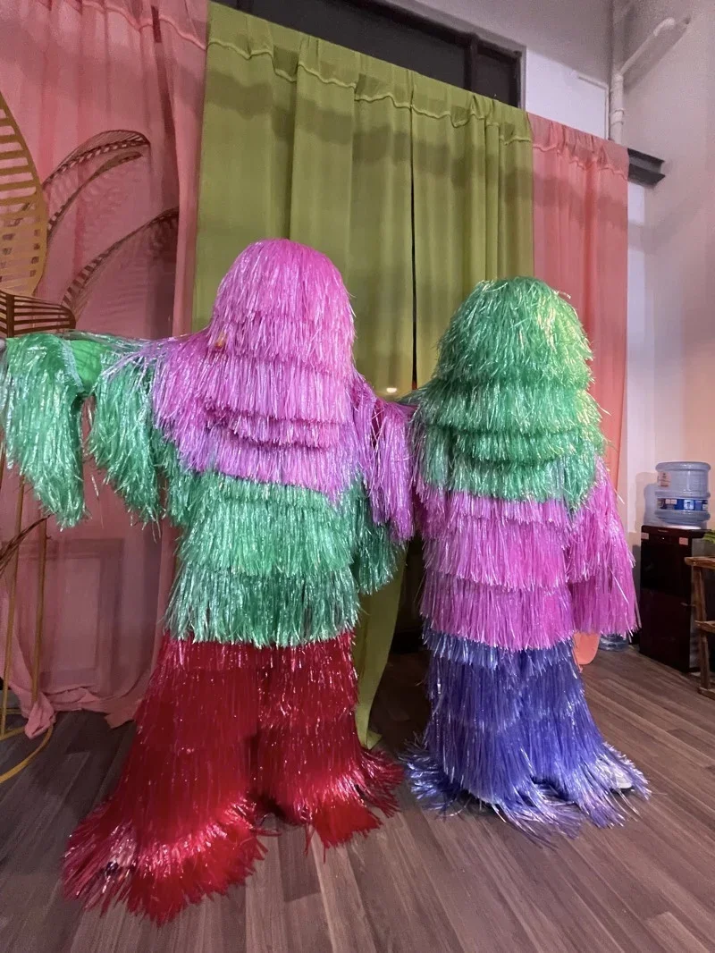 Traje de espectáculo de fiesta, disfraz de monstruo con borlas, ropa de Cosplay, Carnaval, Halloween, vestido de Navidad, escenario de Festival de baile moderno