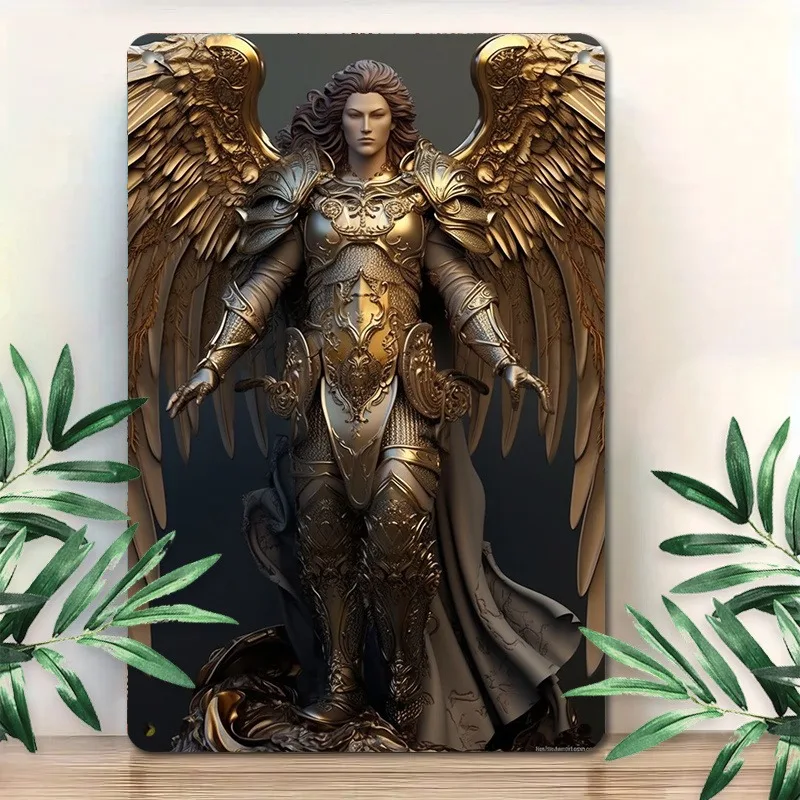 

1pc Angel Warrior Signs Christmas Retro Metal Sign Metal Tin Sign Plaque for Wall Art Decor Home Club Cafe, 7.9x11.8"/11.8x17.7"