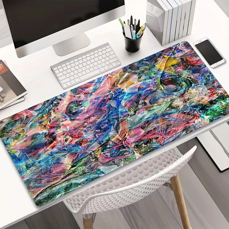 Abstract Colorful Swirl Large Desk Mat Non-Slip Rubber Gaming Mouse Pad for Office