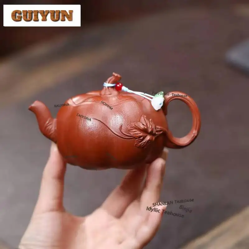 180ml Classic Yixing Purple Clay Teapots Master Handmade Pumpkin Pot Raw Ore Old Section Mud Kettle Zisha Tea Set Collection