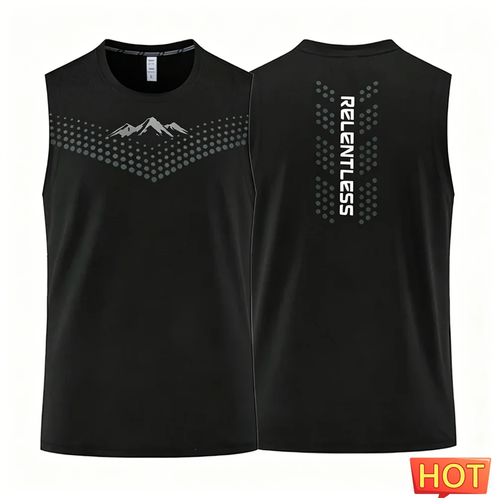 Sommer-Fitness-Tanktop für Herren, atmungsaktives Gym-T-Shirt und Tanktop, schnelltrocknendes Sport-Top mit Bergmuster