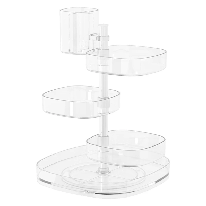 Rotating Makeup Adjustable 5-Layer Transparent Trays Storage Rack Fits Toner Creams Makeup Brushes Dropshipping