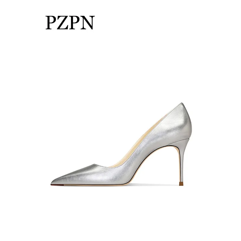 

Silver high heels 2026 new slim heel pointed shallow mouth sexy temperament versatile professional single shoes
