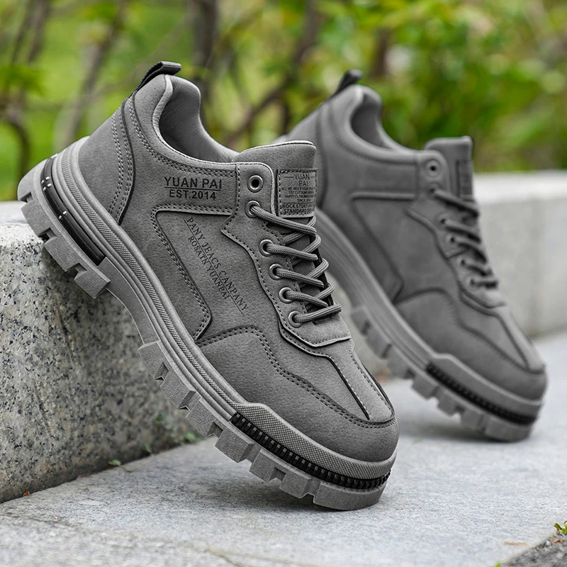 Men's Thick Sole Work Boots Non Slip Casual Platform Sneakers Outdoor Hiking Walking Fashion Utility Shoes view 4