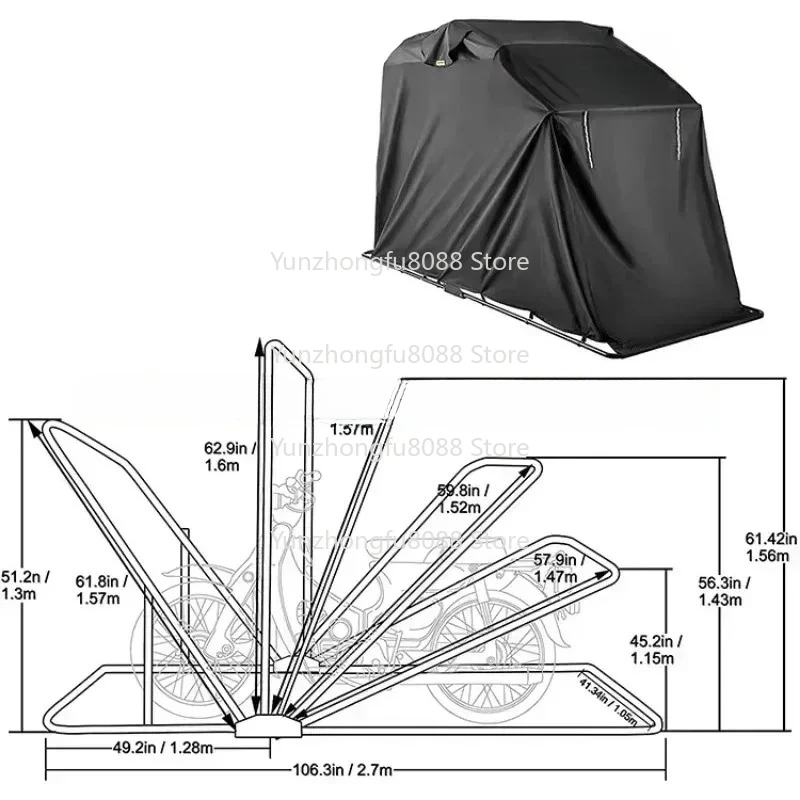 

Waterproof Sunproof Dustproof Motorcycle Storage Shelter Cover Easy Foldable for Outdoor Activity Garage Use