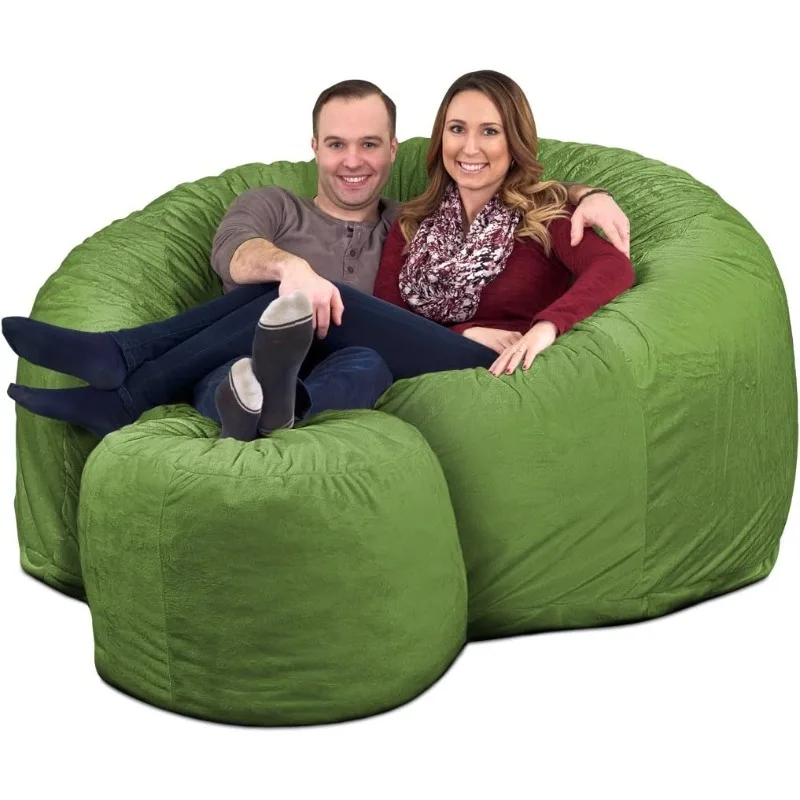 6ft Bean Bag Chair & Footstool, Oversize Bean Bag Chair for Adults, Comfy Chair Bean Bag Couch Lounge Sofa Loveseat Furniture