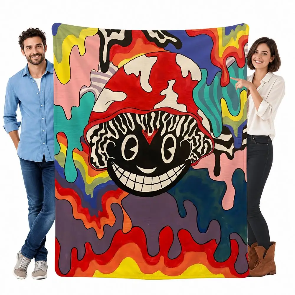 Trending Rapper Lil Darkie Throw Custom Printed Flannel Fleece Blanket for Sofa Bed Office Travel & Camping