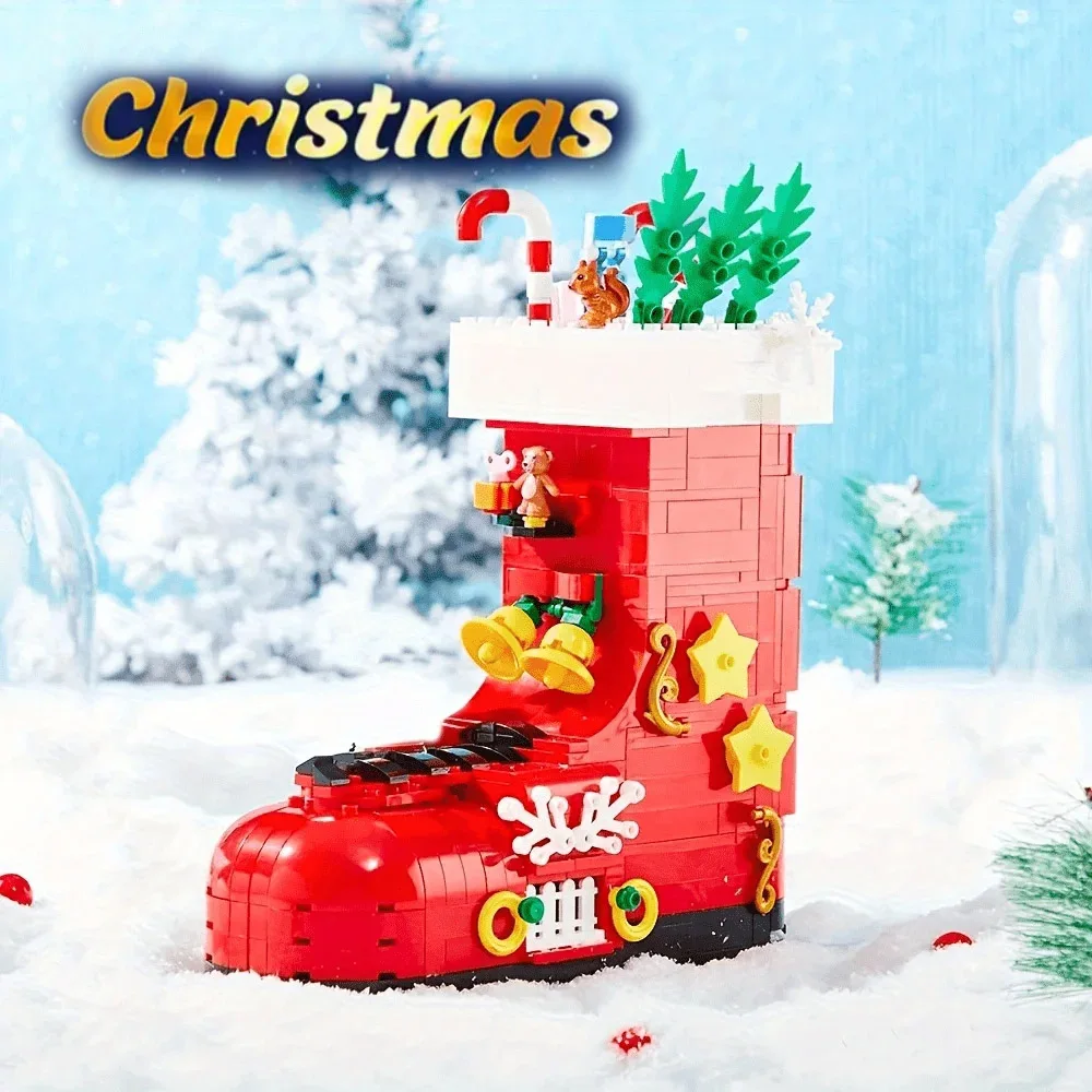 

779 шт., рождественская обувь, модель, набор строительных блоков, очаровательные архитектурные шедеврики для украшения комнаты, подарки на день рождения