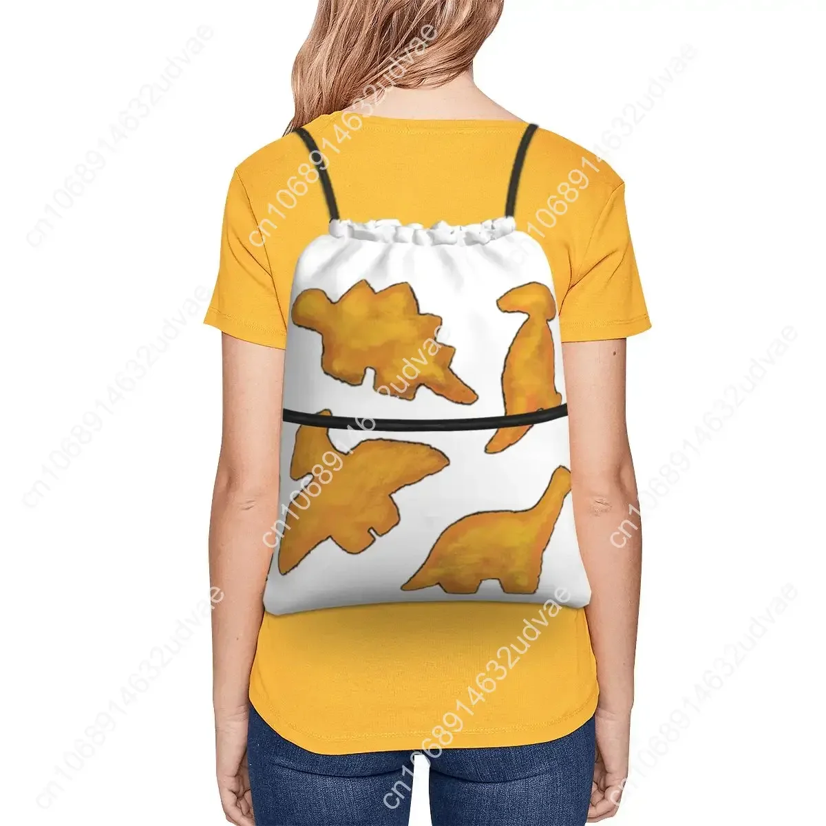 Dino Nuggets 4pc Ranch Attack Backpacks Drawstring Bag Casual Drawstring Bundle Pocket Storage Bags For Travel Sport Man Woman