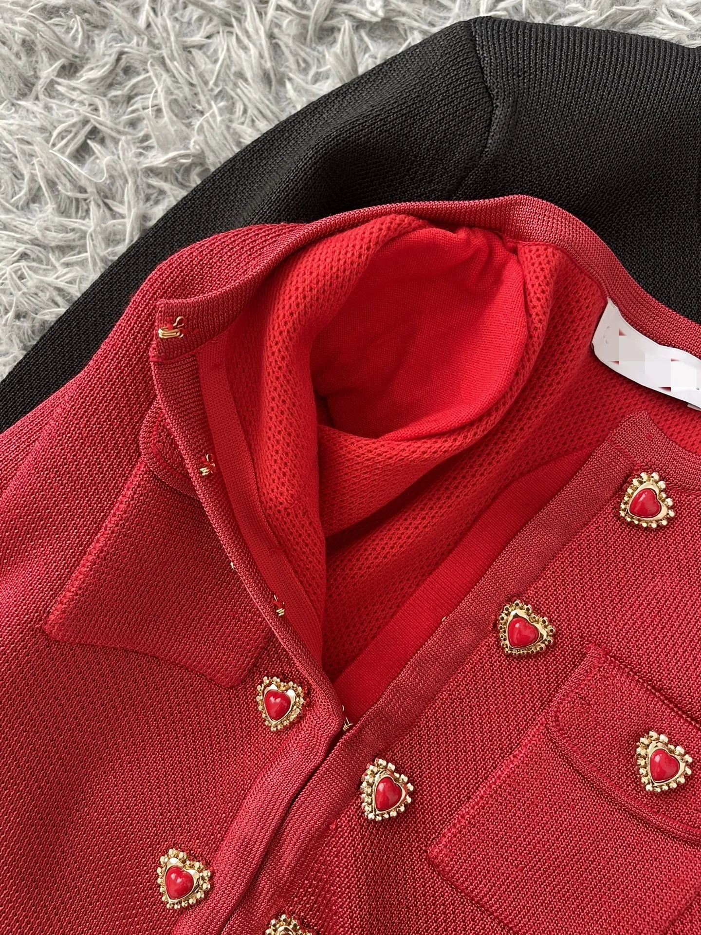 Luxury 2025 Spring Autumn Sweater Long Dress Knitted Two Piece Set Women\'s Heart Button Full Sleeve Cardigan Pencil Skirts Suit