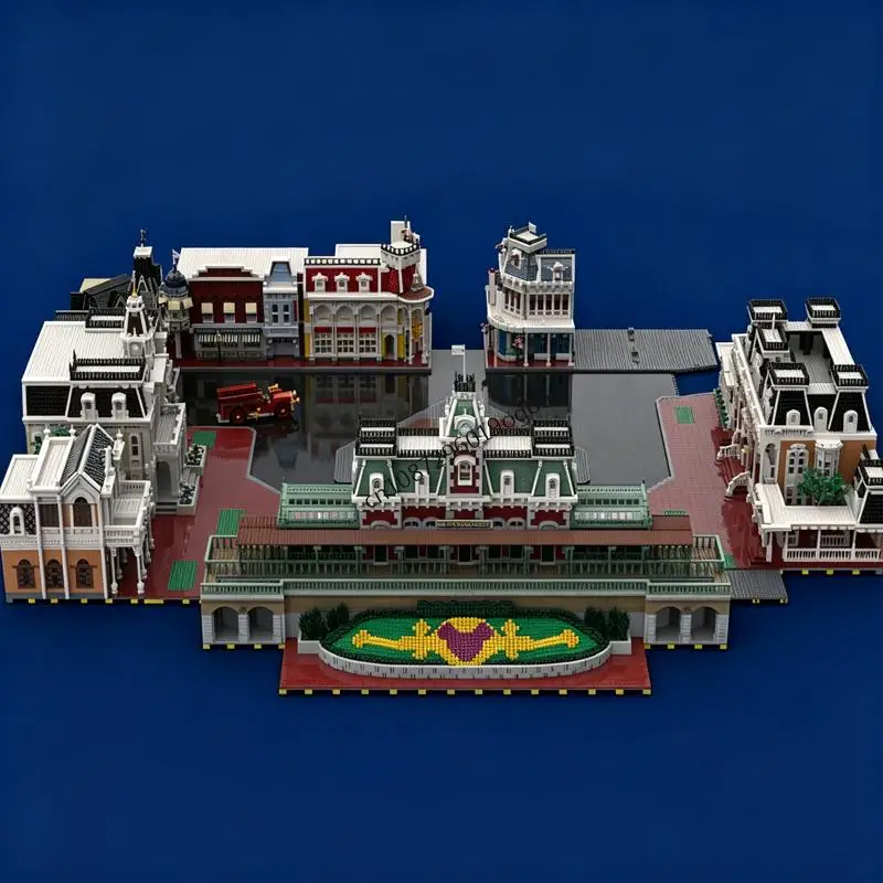 NEW 2350PCS City Street View Magic Kingdom Town Square Restaurant model DIY creative ideas Assembly Puzzle toy birthday Gift