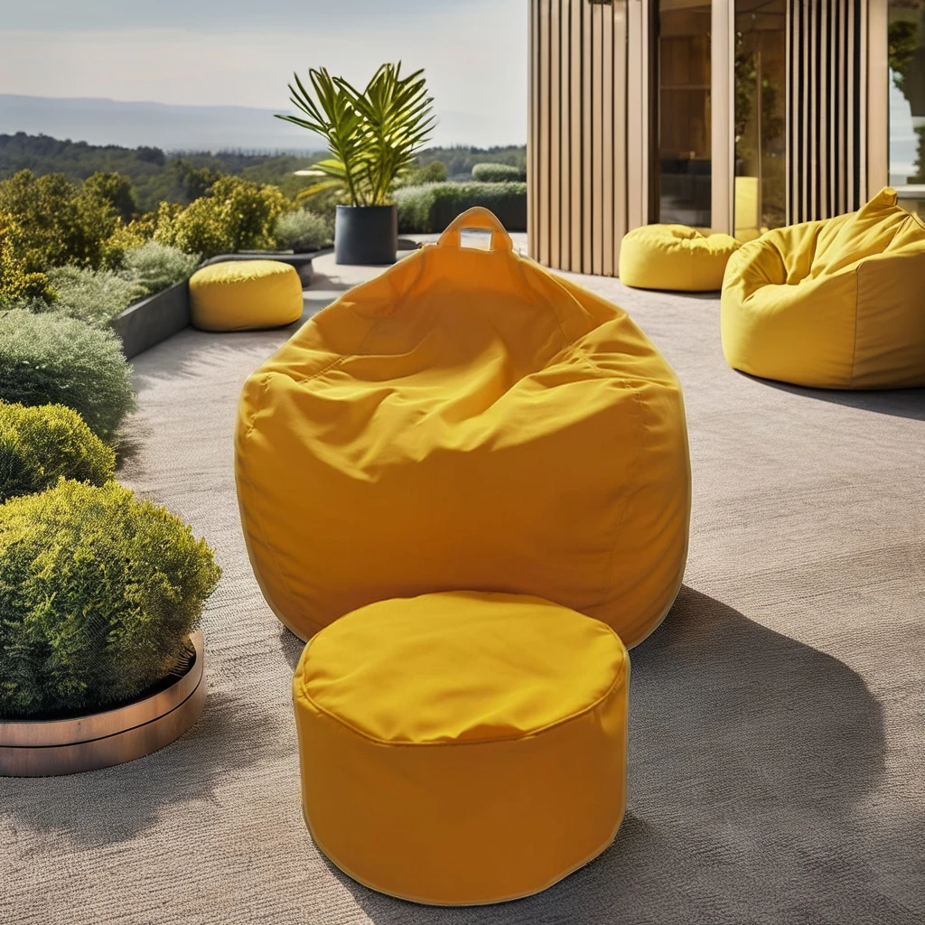 Modern Round Beanbag Pouf European Waterproof Footstool Ottoman Fabric Living Room Bean Bag Chair Filling Sofa Chair Outdoor