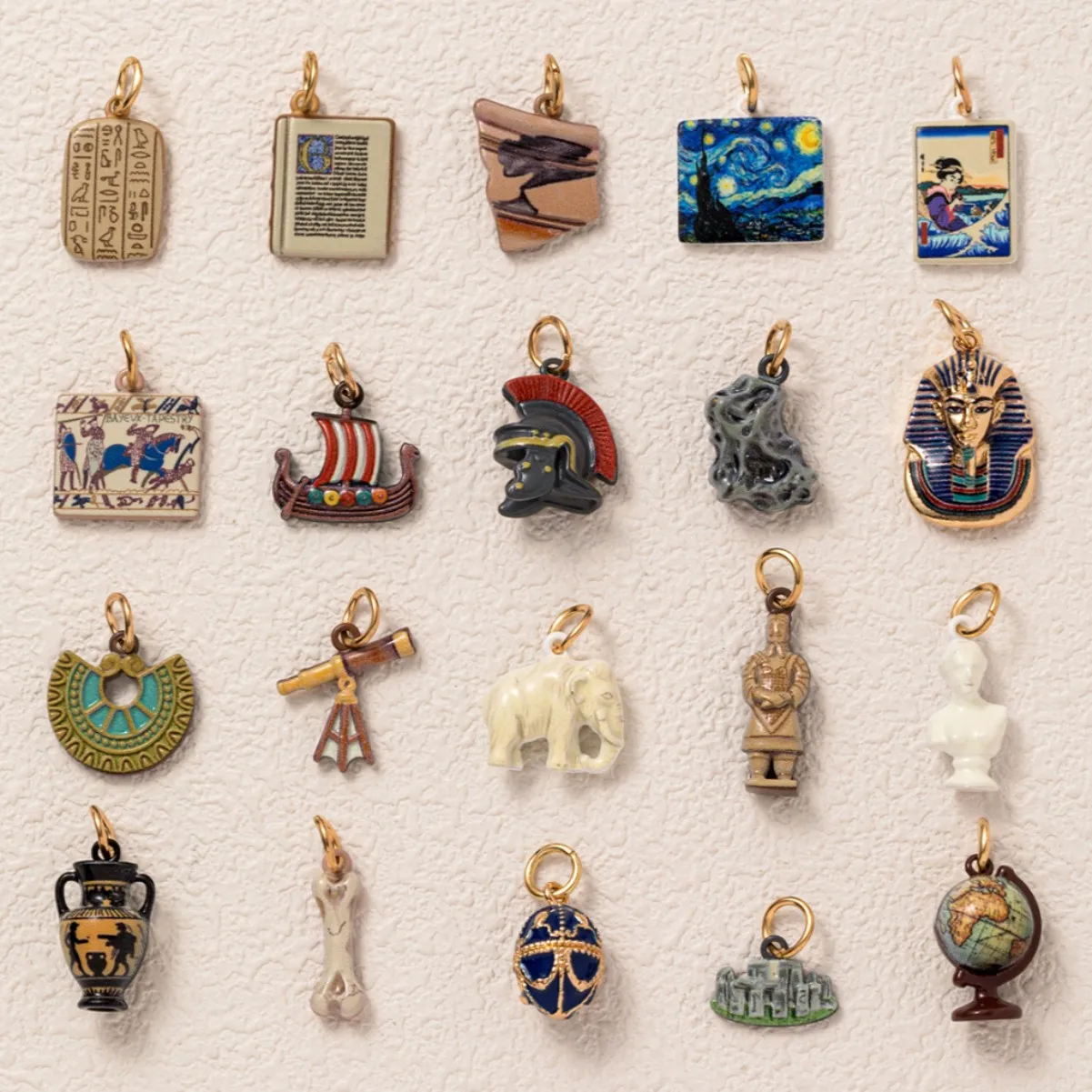 Mini World History Antique Figurine Charms Artifact Pendant Copper Plate Gold Charms Jewelry Making DIY Handmade Craft Wholesal