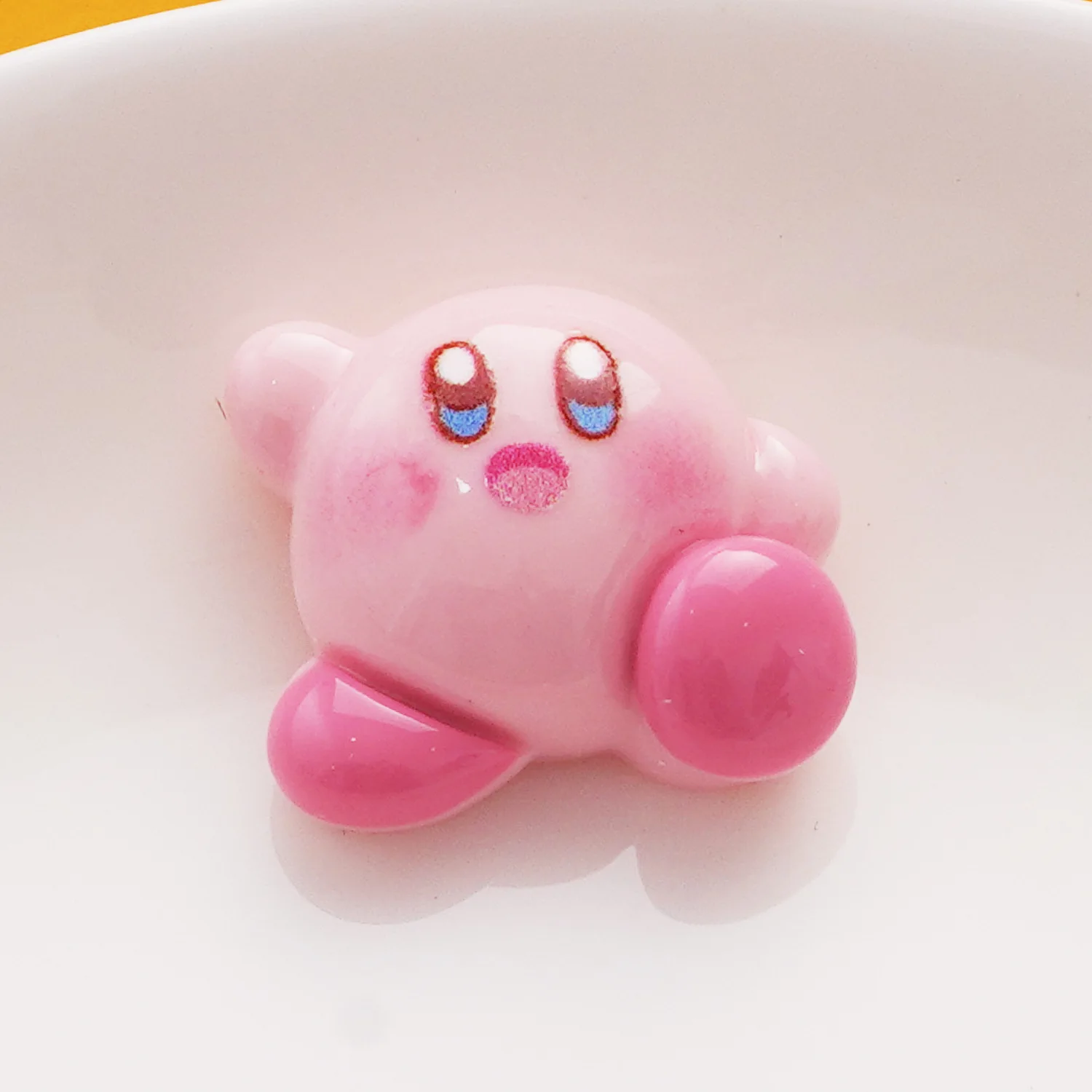 9Pcs/Set Kawaii Kirbys Anime Cartoon Cute Phone Case Hair Clip Resin Diy Material Accessories Decor Toys for Kids Birthday Gift