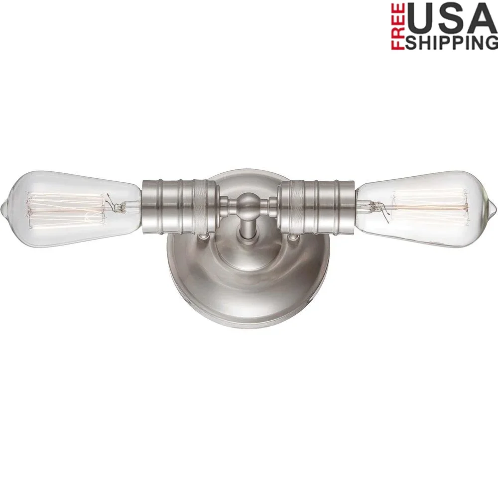 

Edison Glass Wall Sconce Lighting 2 Light Brushed Nickel Fixture Kitchen Home Office Mounting Hardware Included