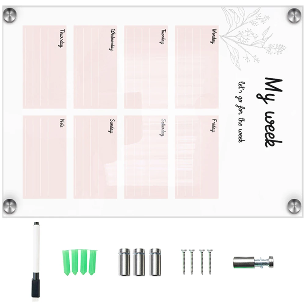 Acrylic Message Clear Sign Hanging Wall Mounted Planner Memo Dry Erase Display Home Office Hanging Message Board Use