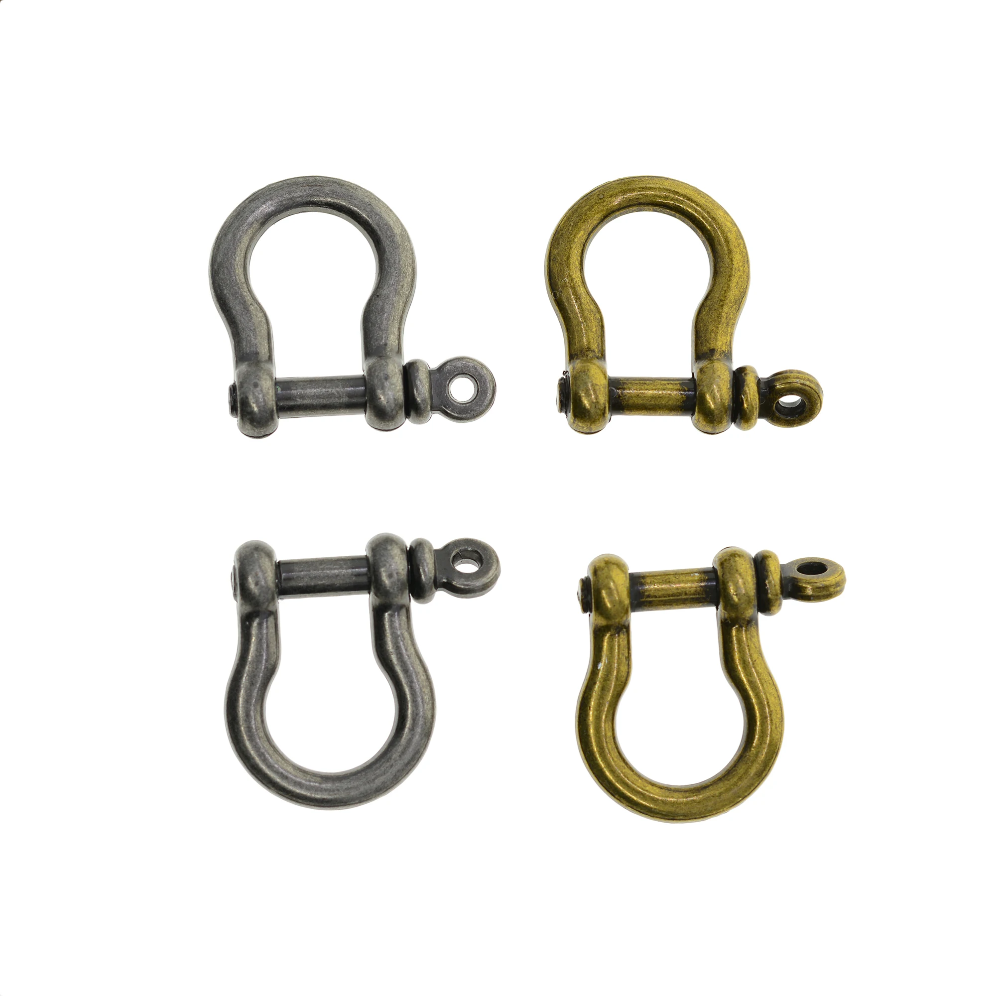 10PCS 10mm small retro silver bronze alloy screw pin lock U hook shackle bangle connector joint horse shoe keychain FOB EDC DIY