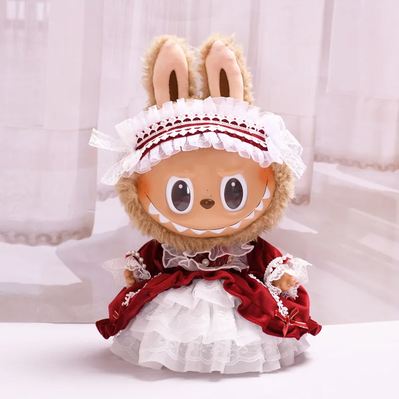 

For Doll Clothes Suitable 38cm Labubu Clothes Loli Palace Dress Set Doll Accessories Red Green Replacement Clothes Girl Gift Toy
