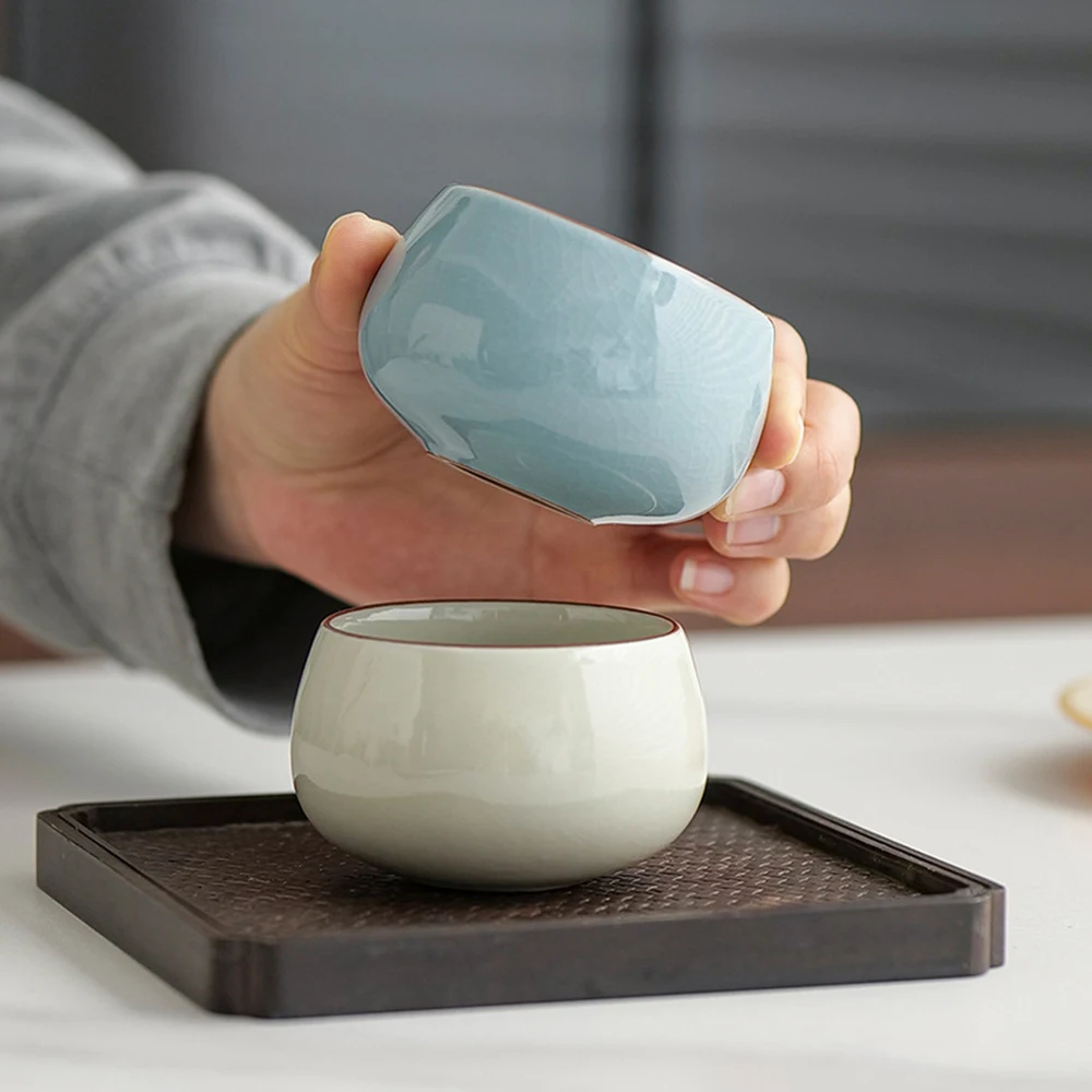 

Summer Solid Color Sky Blue Ru Kiln Cup Single Cup Ceramic Tea Cup Household Afternoon Tea Cup Coffee Cup