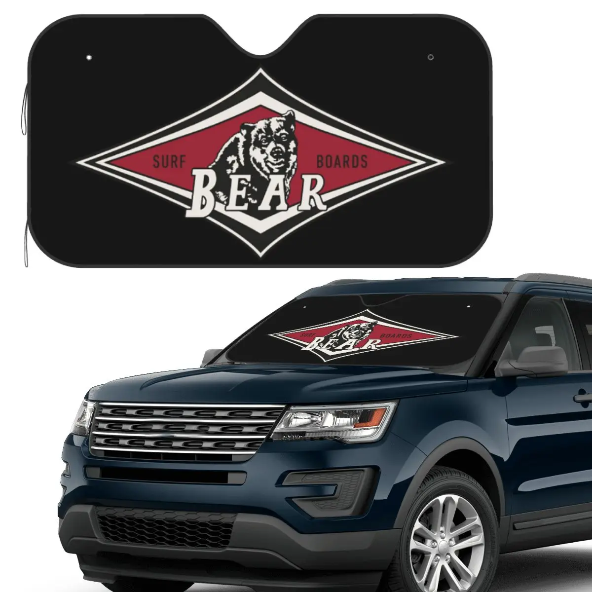 

Vintage Surfing Bear Big Wednesday Cult Surfboard Surf Logo Sunshade Windscreen Car Front Windshield Window Sun Visor Covers