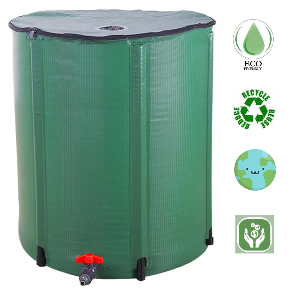 50 Gallon Rain Barrel Water Collector Collapsible Tank w /Spigot Filter US SHIP