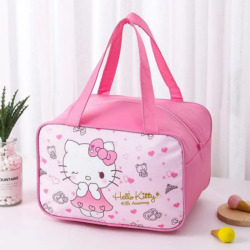 Sanrio Minha Melodia Cinnamoroll Lancheira Bag, Anime dos Desenhos Animados Kawaii, Olá Kitty Kuromi, Saco Impermeável, Bonito Bento Estudante, Presente do miúdo