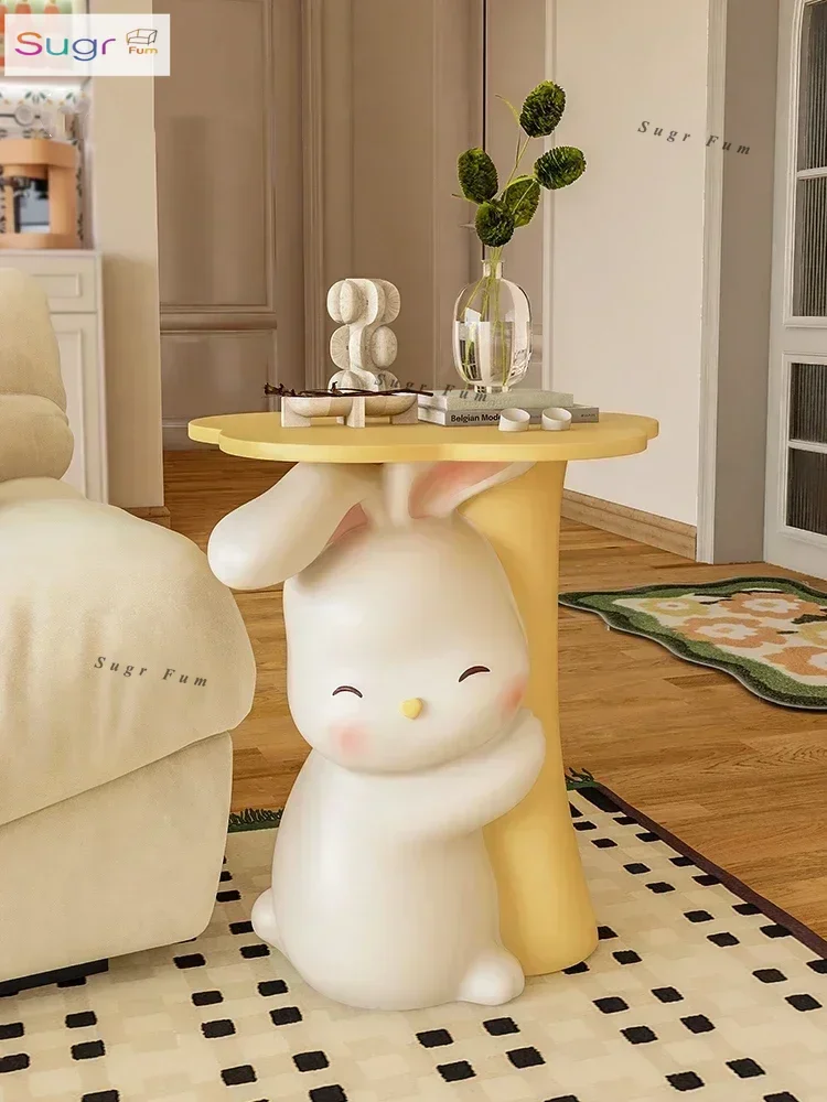 

Home Decor Rabbit Statue Side Table Living Room Creative Cartoon Animal Art Sculpture Coffee Tables Nordic Bedroom Bedside Table