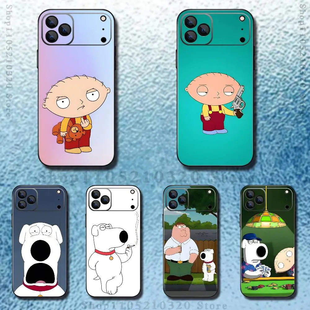 

Family Cute G-Guys Phone Case For iPhone 17,16,15,14,13,12,11 ,Pro Max,XS,X,XR,SE,Mini,8,7,Soft Silicone Black Cover