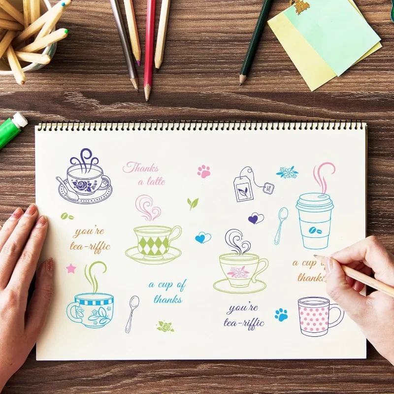 1Sheet Coffee Cup Silicone Clear Stamps with Flower and Spoon Pattern for Christmas Birthday Cards Making DIY Scrapbooking