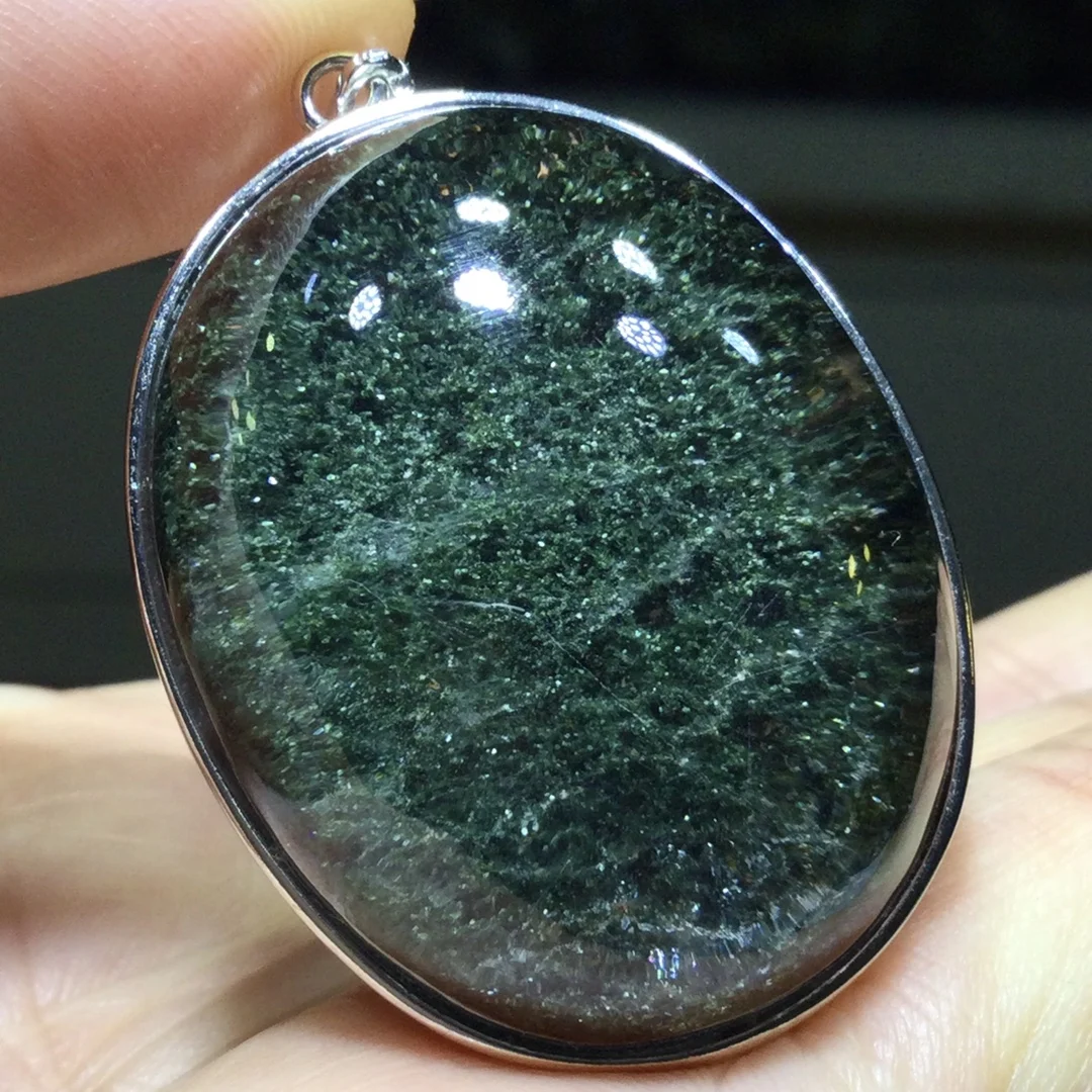 

Natural Green Phantom Quartz Pendant Jewelry Rectangle Women Men 36*28*16.5mm Necklace Water Drop Phantom Rare Garden AAAAAA