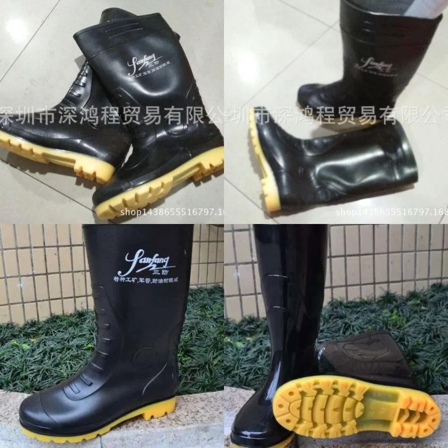 

Резиновые сапоги, устойчивые к маслам, кислотам и щелочам, для промышленности и горнодобывающей промышленности, водонепроницаемые, с нескользящей подошвой из бычьего сухожилия, мужские высокие сапоги.