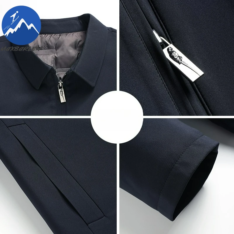 Maxbarley New Men Down Jacket 2025 Comfortable Outdoor Work Windproof Puffer Coat Classic Business Lightweight Winter Jackets