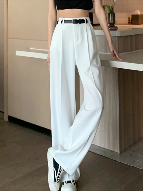 Pantalon blanco cintura alta mujer sale