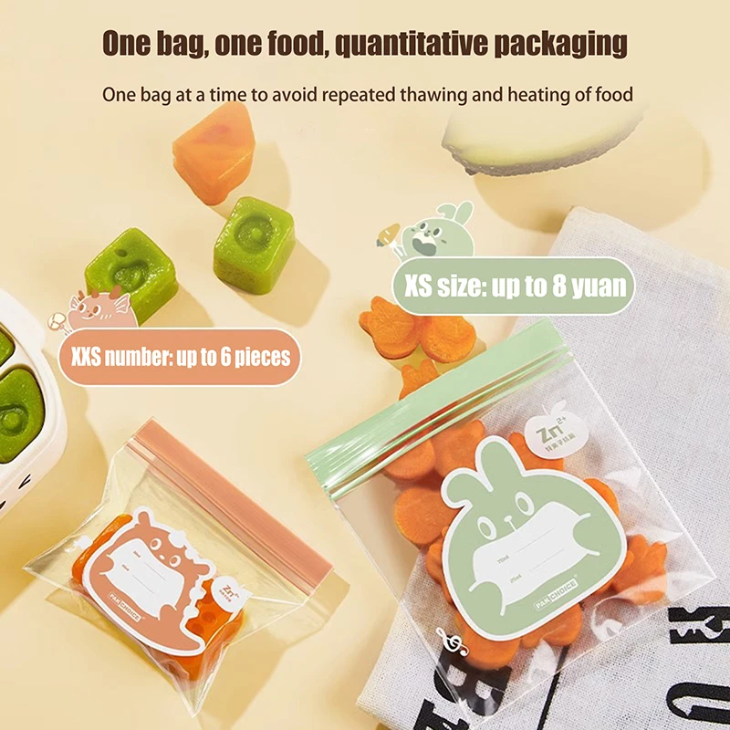 38Pcs/Box Snack And Sandwich Bags Clear Storage Bag With Zip XXS XS Food Storage Bag Freezer Kitchen Fresh Keeping Sealed Bag