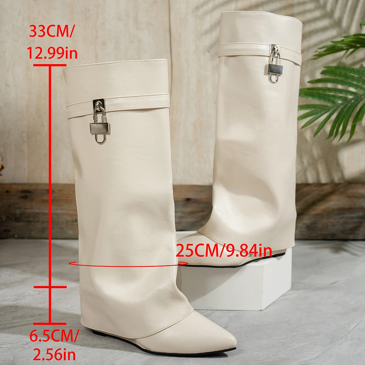 Luxuriöse Designer-Overknee-Stiefel mit Keilabsatz für Damen, Neuheit 2027, sexy, lässig, für Partykleider, warme Gothic-Overknee-Stiefel für Damen – Detail 8