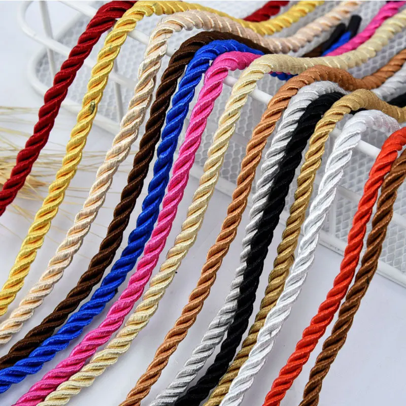 5mm Twisted Satin Rope 5/10meters Polyester Braided Cord for Home Sewing DIY Textile Decorative Wedding Party Gift Packaging