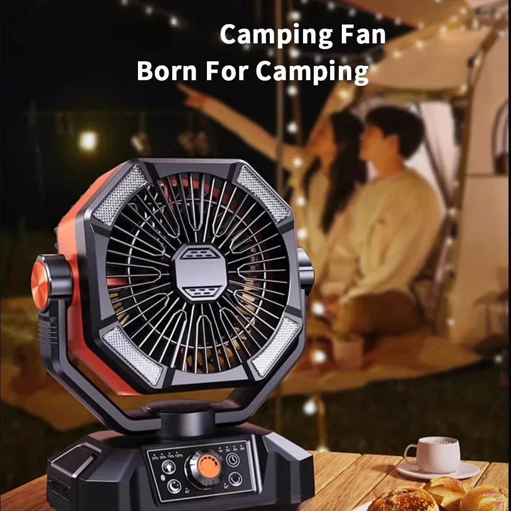 

2026 New Upgrade Camping Fan With 4 LED Lantern 8 Speeds Desk Fan 20000mAh Battery Portable Outdoor Fan For Outdoor Camp