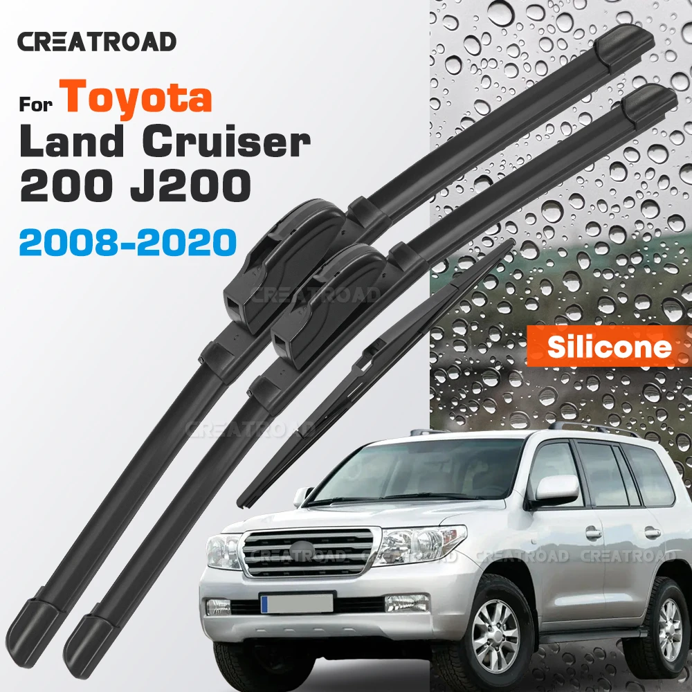 

Silicone Wiper Blades Fit For Toyota Land Cruiser 200 J200 2008-2020 Coated HD Wear-Resistant Car Windshield Wipers 24"+22"+12"
