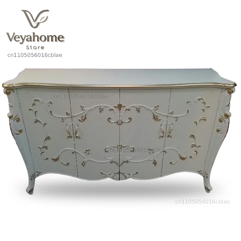 European-style neoclassical custom shoe cabinet, carved solid wood split-sided 4-door storage postmodern minimalist