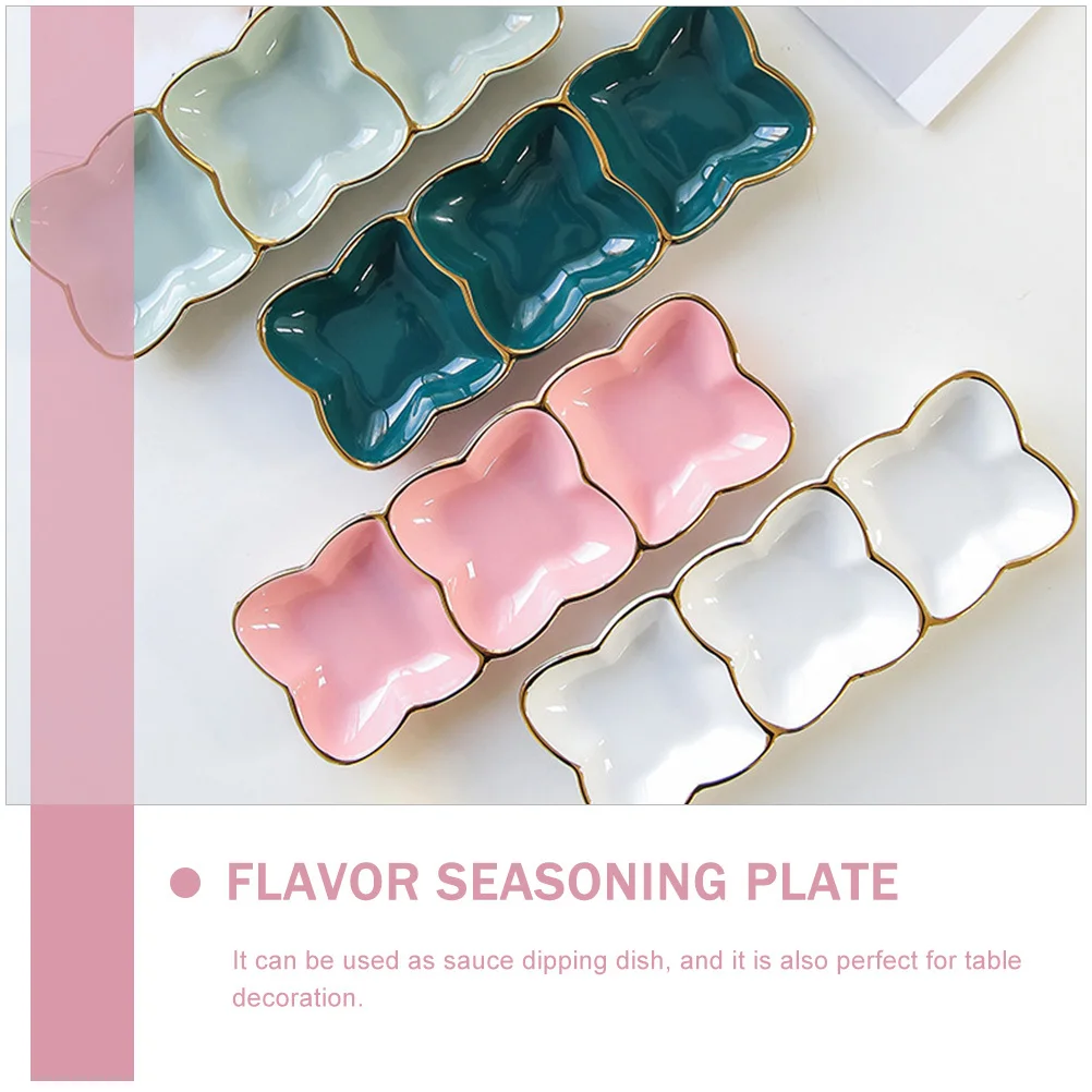 

Ceramic Three-Compartment Sauce Dish Simple Design Practical Multi-Purpose Dipping Holder Easy Clean Storage Divided Sauce Dish