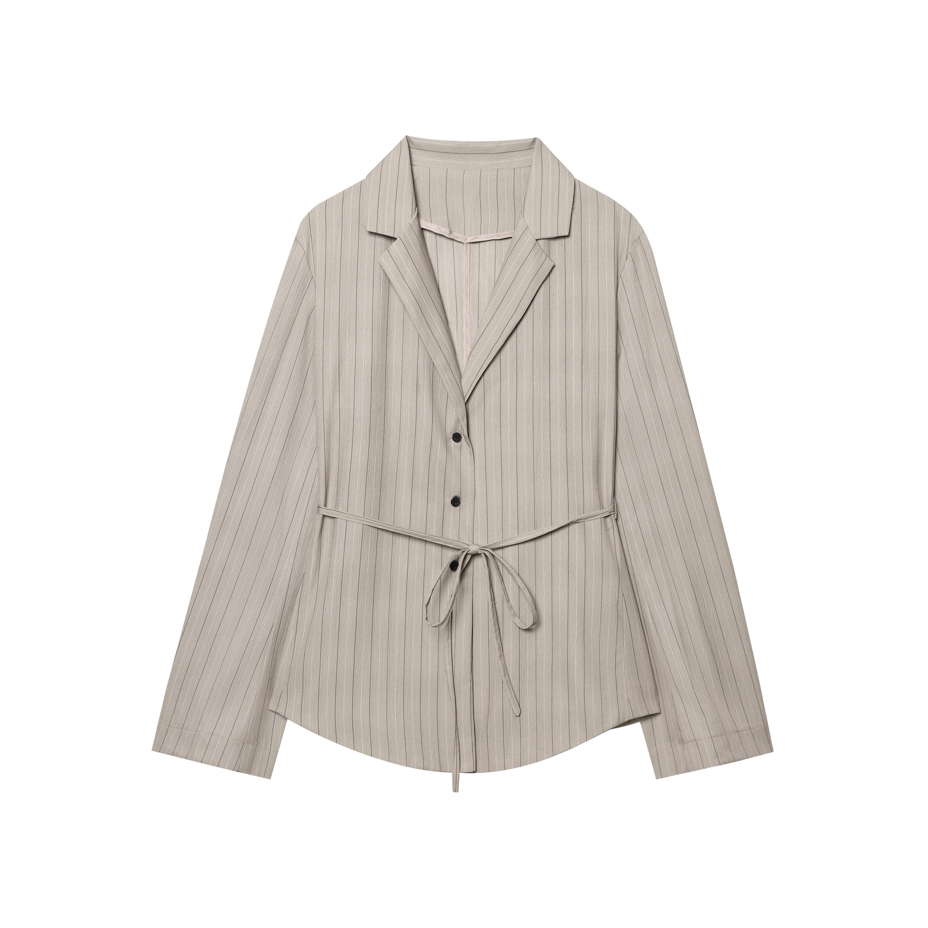 

2025 summer new product women's clothing fashionable retro versatile classic thin belt striped suit casual jacket